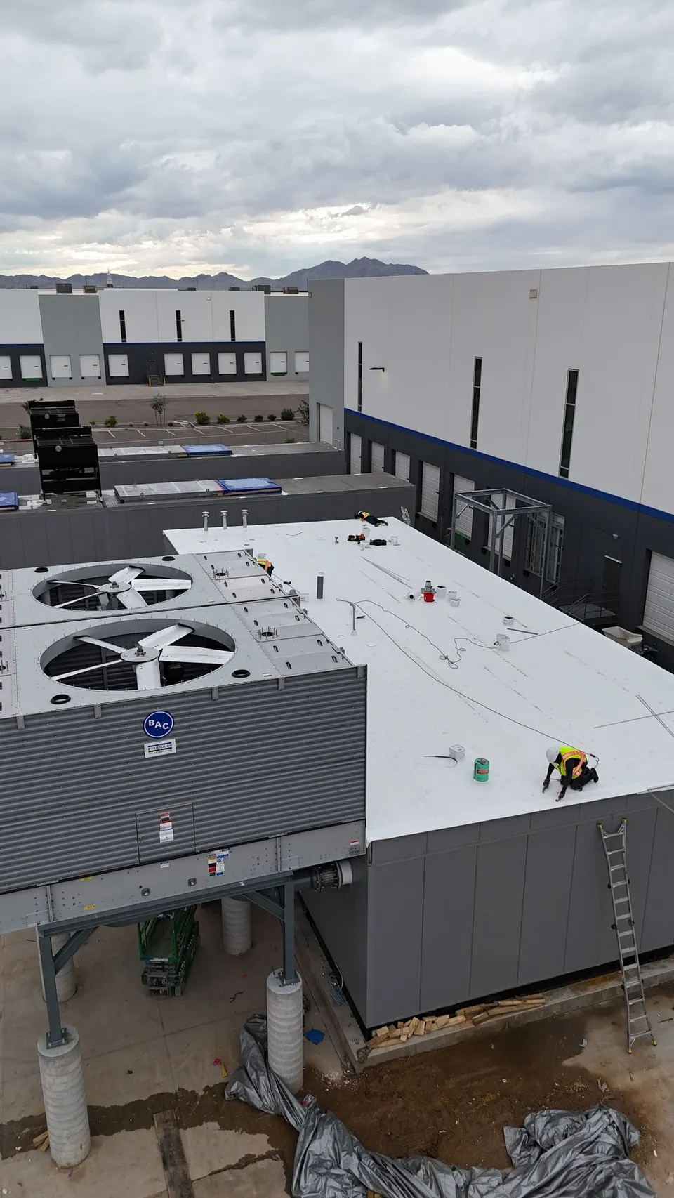 Aerial view of a commercial roof completed by CRAFTBUILT